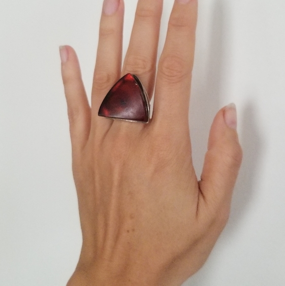 Rare Baltic Amber Modernist Ring - Picture 7 of 7